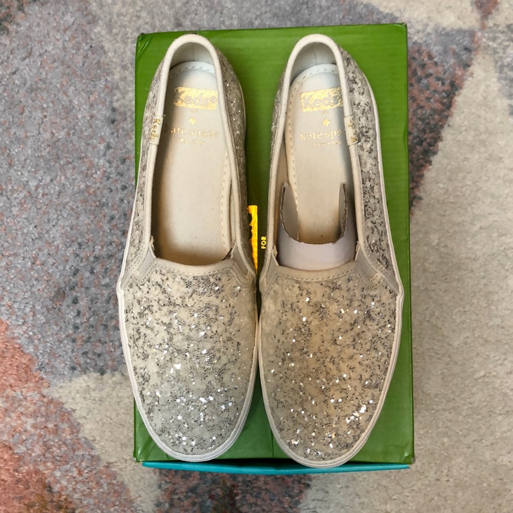 Keds x Kate Spade glitter platform slip on shoes